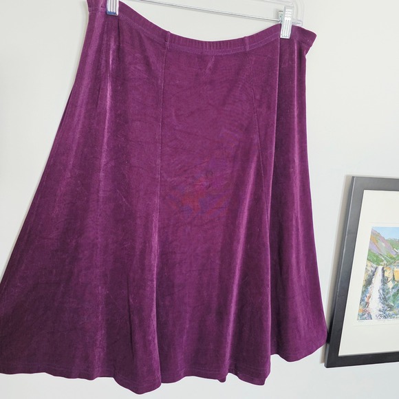 Fiore Purple A-Line Midi Skirt Elastic Waist Stretch Made in USA Medium - Picture 6 of 11